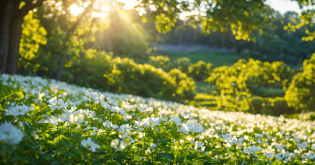 White flowers of a blossoming. ai generative.の素材