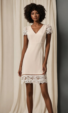 mini dress with low neckline on a mannequin. ai generative.の素材