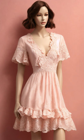 mini dress with low neckline on a mannequin. ai generative.の素材