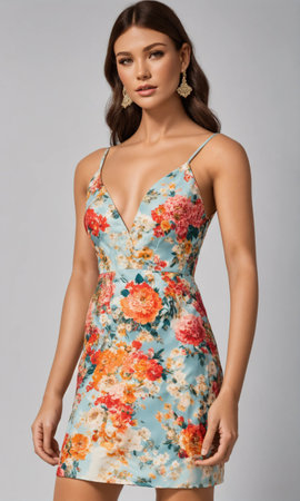 mini dress with low neckline on a mannequin. ai generative.の素材