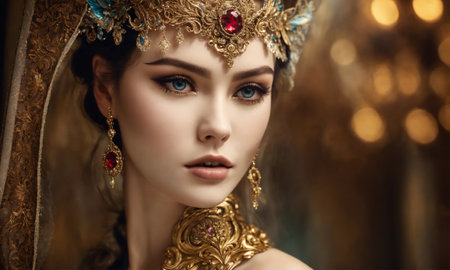 Beautiful young woman in a Venetian mask at the masquerade. ai generative.の素材