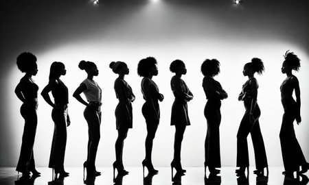 Group of african american women posing in studio. Fashion shot. ai generative.の素材