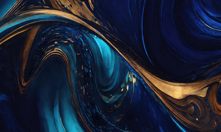 Abstract blue and purple wavy background. Fractal art. ai generativeの素材