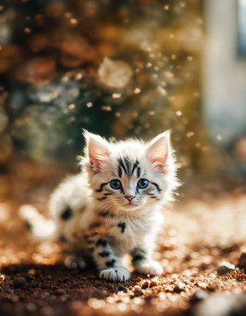 Cute little bengal kitten sitting. ai generative.の素材