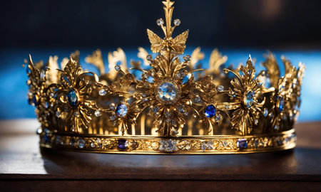 low key image of beautiful queen/king crown. vintage filtered. fantasy medieval period. selective focus. ai generative.の素材