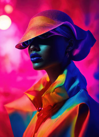 Fashion shot of a beautiful woman in elegant dress. ai generative.の素材