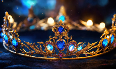 low key image of beautiful queen/king crown. vintage filtered. fantasy medieval period. selective focus. ai generative.の素材