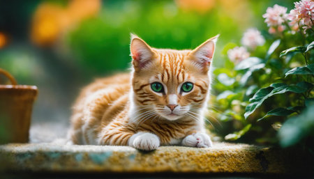 Cute little bengal kitten sitting. ai generative.の素材