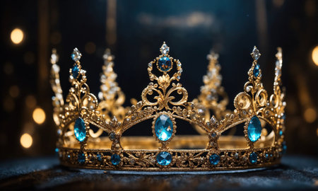 low key image of beautiful queen/king crown. vintage filtered. fantasy medieval period. selective focus. ai generative.の素材