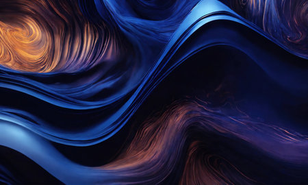 Abstract blue and purple wavy background. Fractal art. ai generativeの素材