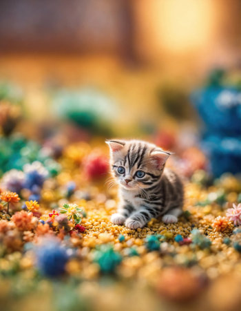 Cute little bengal kitten sitting. ai generative.の素材