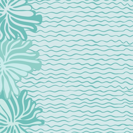 Sea and background of sea waves and flowersのイラスト素材