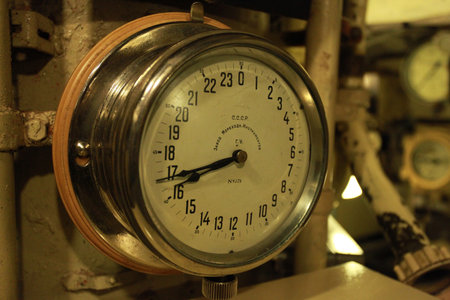 Marine chronometer on board of the submarineのeditorial素材