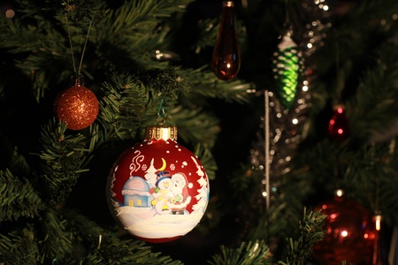 ball on the holiday the New Year treeの写真素材