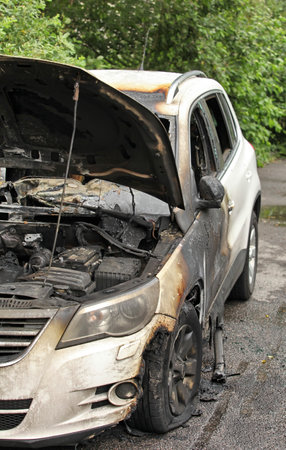 car set on fireのeditorial素材
