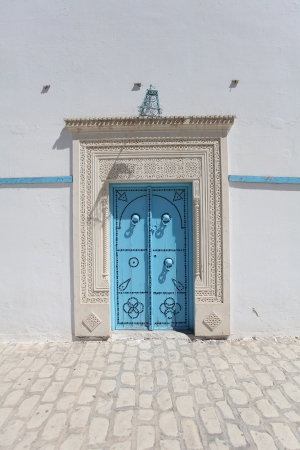 Blue door and wall in Sfaks , Tunisia.の写真素材