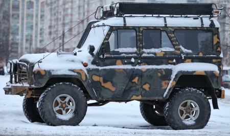 4x4 truck in the snowの写真素材