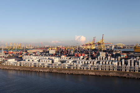 Russia St. Petersburg 24 August 2012, container terminal in the Port of St. Petersburg a top view
