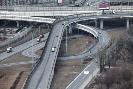 Aerial view of highway junction in St. Petersburg