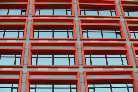 red window of modern buildingの写真素材