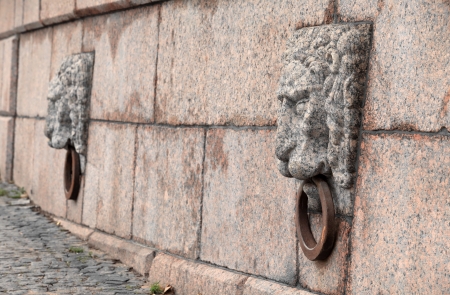 Old  stone  lion on the quay St Petersburg close to の写真素材
