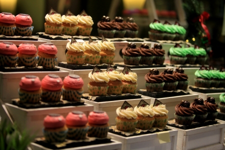 Cupcakes in the window a candy storeの写真素材