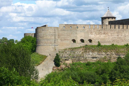Ivangorod Fortress  on the border of Estonia and Russiaのeditorial素材