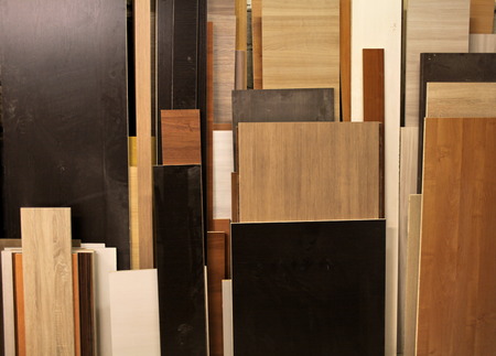 Furniture Panels chipboard in the carpentry workshopの写真素材