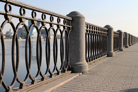 Architecture of St. Petersburg embankment cast-iron fenceの写真素材