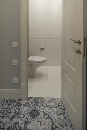 toilet room with the door openの写真素材