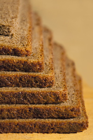 pieces of rye bread stacked pyramid の写真素材