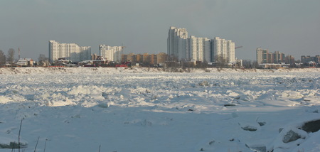 winter snowy northern city panorama St. Petersburg  Russia  の写真素材