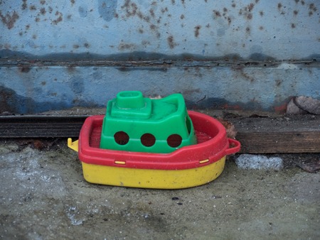 small toy ship at the pier, dreams of seaの写真素材