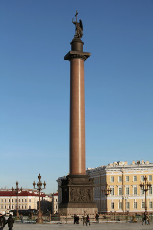 St. Petersburg, Russia, 16 February 2015, Alexander Column on Palace Squareのeditorial素材