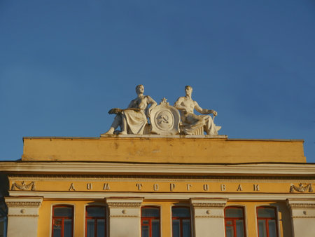 St. Petersburg, Russia, 20 March 2018, worker and woman collective farmer Soviet neoclassicism in artのeditorial素材
