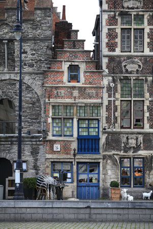 Brussels, Belgium December 6, 2013 Flemish architecture, facade of a traditional house, 19th centuryのeditorial素材