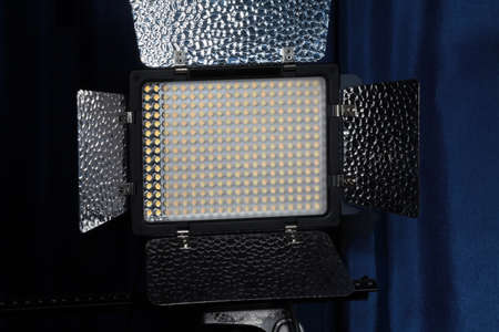 LED cinema spotlight with reflector close-upの写真素材