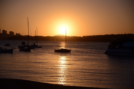 A sunset of harbour bridge の素材