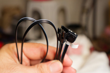 Close-up view of a Computer SATA Cable Connector, showcasing precision and reliability in...