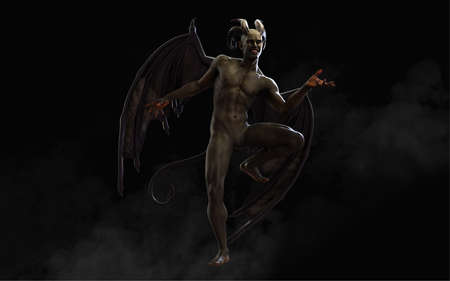 Fantasy 3d Illustration of Demon and Devil and Dark Wings