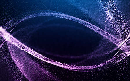 Abstract background with particles mesh and glowing shining bokeh of a variety of lenses.の写真素材