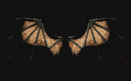 3D rendering of a fantasy dragon isolated on a black background