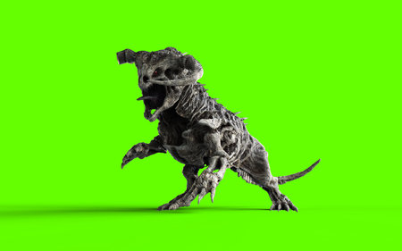 3d Illustration of A fearsome undead creature glides and roars through dark mist, revealing eerie power in every haunting motion.の写真素材