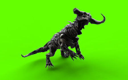 3d Illustration of A fearsome undead dragon glides and roars through dark mist, revealing eerie power in every haunting motion.の写真素材