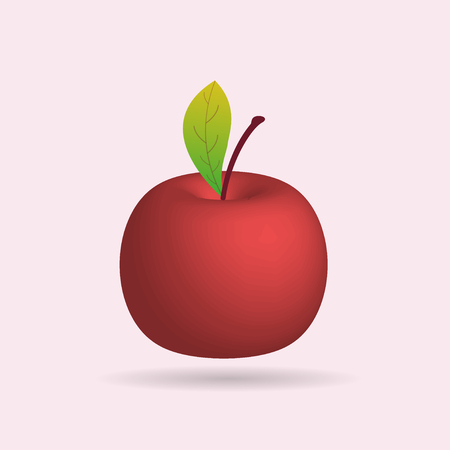 Red apple with a leafのイラスト素材