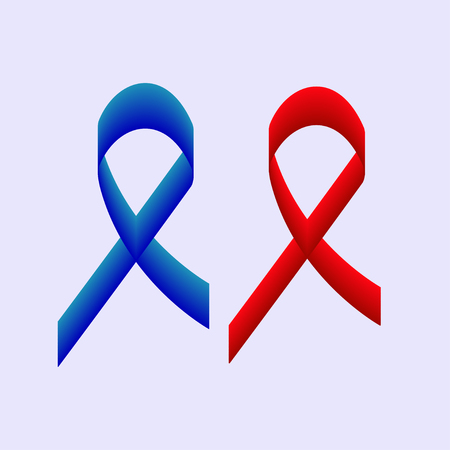 Blue and red ribbon on a gray backgroundのイラスト素材