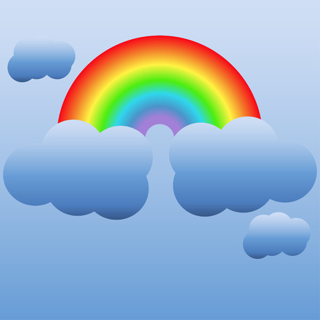 Rainbow and cloudsのイラスト素材