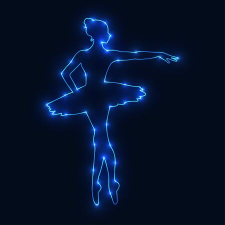 Ballerinas from luminous points. Vector illustration of a starry sky. The construction of the light connection.のイラスト素材