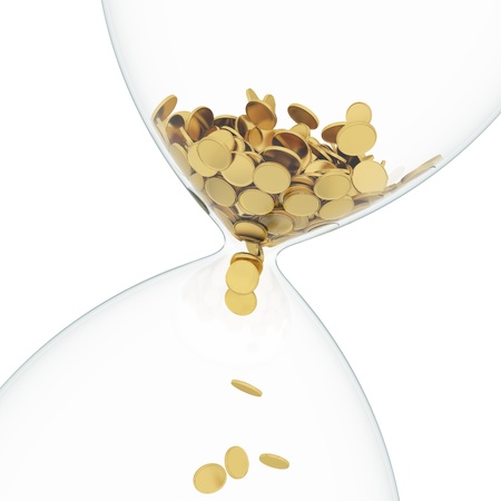Hourglass  money-glass  isolated on white background  Computer generated image with clipping path 
