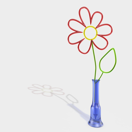 glass flower in a vase on white backgroundの写真素材